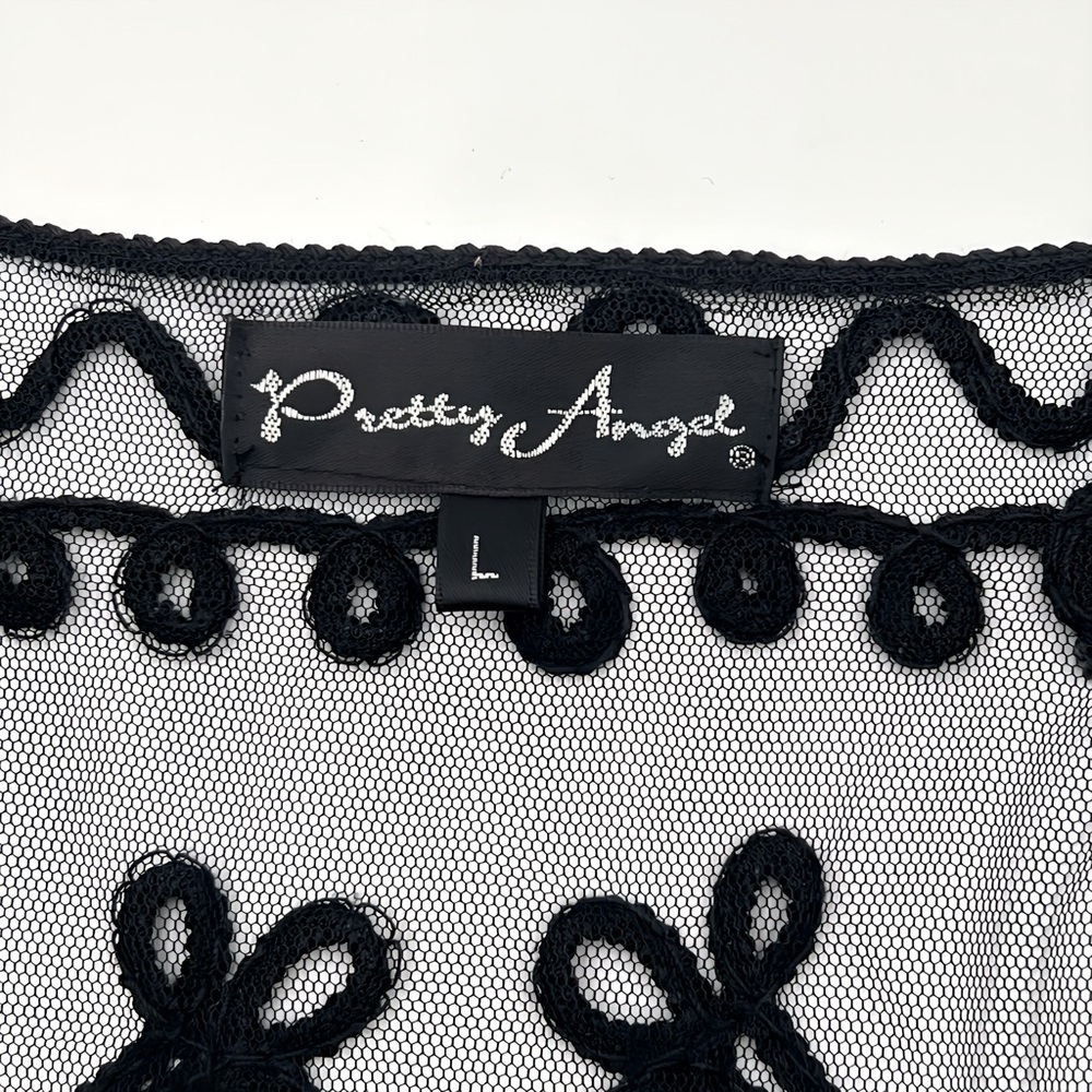 Pretty Angel Black Sheer Lace Embroidery Tunic / Swimsuit Cover Up Women’s Large - Picture 7 of 8